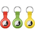 Meliya 3 Pack Airtag Holder Keychain, Silicone GPS Case Key Ring for Air Tags-3, Key Chain Accessories for Apple Item Finder Tracker, Airtag Cover for Pet, Waterproof Airtag Holder