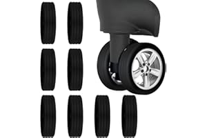 LEUUD 8 Pièces d'Enjoliveurs de Roue de Bagage, Enjoliveurs de Roue pour Bagages Portables, Protege Roue Valise en Silicone Housse, Réduisez Bruit, Protection pour roulettes de Chaise(Noir)