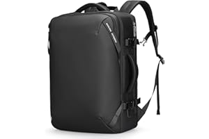 MUZEE Mark Ryden 45 x 30 x 32 Plecak na bagaż podręczny do samolotu, duża pojemność, na laptopa 17,3”, plecak podróżny z portem ładowania USB-C, plecak biznesowy, męski, wodoodporny, czarny, biznesowy