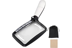 Foydream Foydream 3X Loupe Grossissante Pliante, Loupe de Lecture avec 5 Lumières à LED, 2 Modes de Gradation pour Les Seniors, Enfants, Les Loisirs, l'artisanat, Les Horlogers