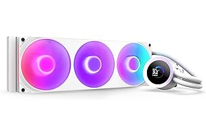 NZXT Kraken Plus 360 RGB – Refroidisseur liquide AIO pour CPU – Radiateur 360mm – Ventilateur à cadre unique F360 RGB – Écran LCD carré 1,54" – AMD® AM5, AM4 – Intel® LGA 1851/1700, 1200/115X – Blanc