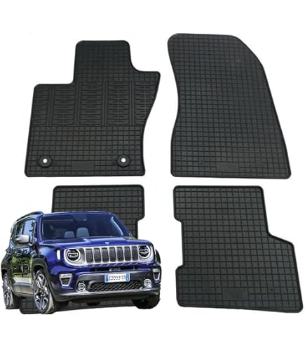 LUWU Compatibile con Jeep Renegade BU 2015-2023 2024 / FIAT 500X Tappetini in Gomma Set 3D TPE Tutte le Stagioni Impermeabili Antiscivolo Tappetini Auto Renegade BU Accessori