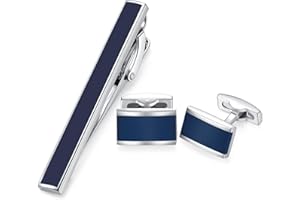 HONEY BEAR Gemelos & clips de corbata para Hombre Camisa - Personalizados para Boda negocio regalo,Rectángulos Azul Marino