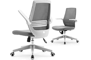 SIHOO Sedia da Ufficio, Ergonomica Girevole a 360 °, braccioli Pieghevoli e reversibili, Sedia da Scrivania con Comodo Supporto Lombare in Rete Traspirante, con Ruote Girevoli in Nylon Grigio