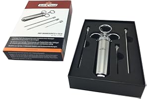 Grillfürst Profi Marinierspritze aus Edelstahl - 60ml - Set mit 3 Nadeln - Marinadenspritze - BBQ Bratenspritze - Fleischspritze