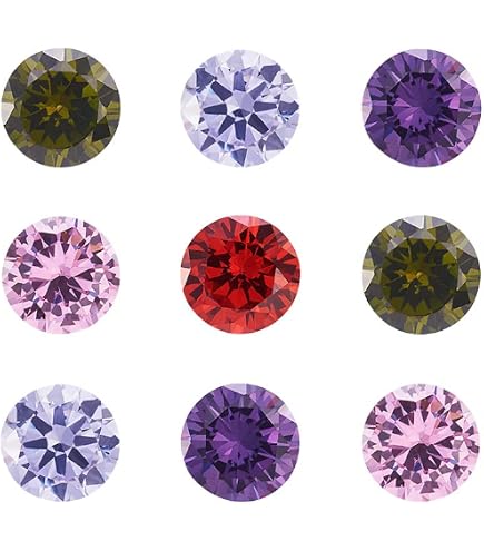 PH PandaHall 100 Zirconi Cubici Verdi Sfaccettati - Cabochon Grado A, 6 Dimensioni (5-10mm) Per Gioielli Fai Da Te, Nail Art, Vestiti - Scatola Inclusa