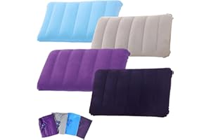 GZXUEHU 4 Pezzi Cuscino Gonfiabile da Viaggio, Cuscinetto Gonfiabile mare, Velluto Floccato, Comodo e Leggero, Adatto per Spiaggia, il Campeggio, i Viaggi