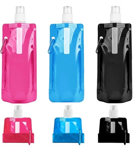 Ceeyoll 6er-Set Faltbare Wasserflaschen 500ml - 6 Farben Für Outdoor & Sport