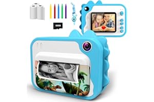 USHINING Instant Print Camera for Kids,Upgrade 2.4''1080P HD,Video Camera, No Ink Thermal Digital Camera with 32GB SD Card, 3 Rolls of Printing Paper,5 Colored Pens for Boys Girls 4 5 6 7 8 9-12 Years Old.