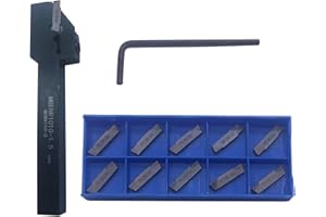 Hunricho Portautensili per tornio, 13 pezzi, MGEHR1010-1.5, con 11 pezzi MGMN150-G, piastre di taglio reversibili in metallo duro per foratura (MGEHR1010-1,5+MGMN150)