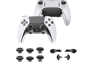 CHARM FOCUS Replacement Kit Thumbsticks & Back Paddles for PS5 Edge Controller, Analog Thumb Sticks Caps Interchangeable for PS5 Dual Sense Edge Stick Module, 6 Joysticks, 4 Back Buttons, Black