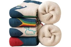 Yolhloy Chaussettes Chaudes Pour Enfants Garçons et Filles Mérinos Laine Chaussettes Épaisses Doublées de polaire Soquettes en Coton Hiver Thermiques 5 Paires