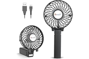 VersionTECH. Handventilator Tragbarer Mini Lüfter Elektrischer USB Ventilator mit Aufladbarem Batterie Faltbar, 3 Geschwindigkeitsstufen, Kompatibel mit Laptop für Reisen Büro Zuhause -Schwarz