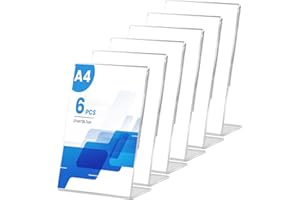 PORFOYO Présentoir De Table A4: 6 Pièces Display Stand En Acrylique, Porte Affiche A4, Porte Menu Transparente Acrylique, Présentoir A4, Chevalet De Table, Porte Presentoir Pour Menu Mariage Cadre Photo Hôtel