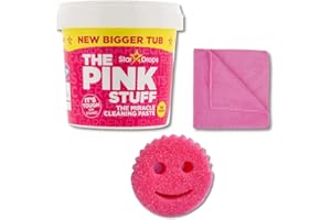 The Pink Stuff Miracle Cleaning Bundle - Includes 1 x 850g Tub of The Miracle Paste, 1 Smiley Face Sponge and 1 Microfibre Cloth (Random Colours) - Bundle by Kevagh