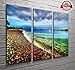 Produktbild 3 Panel Pebble Beach Leinwand Bilder für Ihr Wohnzimmer Schlafzimmer Wand Kunstdruck – absolut gerahmt – Bild auf Leinwand gedruckt – Kunstdruck auf Leinwand – Kunstdruck Bilder