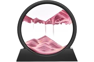Wai Danie Sandbilder zum Drehen 3D Sandscape - die Sandkunst in Tiefsee Fließende Sandmalerei Sandbild Geschenke Sanduhr Deko Aesthetic für Büro Wohnzimmer Schreibtisch Erwachsene Kinder (Rosa, 7'')