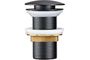 GOAMBUY Universal Waschbecken Ablaufgarnitur Ohne überlauf Abflussgarnitur Pop Up Ventil Waschtisch abfluss ventil Click Clack Schwarz Messing & Edelstahl (Ohne Überlauf)