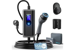 bokman colonnina ricarica auto elettrica [3,68kW| 5m] Corrente regolabile 6-16A Wallbox Tipo 2 con Schuko, compatibile con E-208, Zoe, Spring, 500e, modello 3&Y e altri BEV