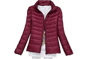 KeYIlowys Piumino Leggero Primaverile E Invernale Tinta Unita Colletto in Piedi Slim Plus Size Piumino Corto da Donna