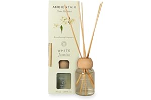 Ambientair Mikado Ambientador para Hogar, Aroma Jazmín, Cristal, Verde, 6 x 6 x 19 cm