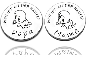 KIYOYI Geschenke Zur Geburt,Neue Papa Mama Geschenke Entscheidungsmünze,Taufgeschenke für mädchen jungen,Neue Eltern Geschenk Schwangerschaftsgeschenk,Personalisierte Geschenke Baby (F)