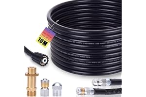 XIIW Rohrreinigungsschlauch Set 10m, 240 bar inkl. M22 Adapter, Düsen starr + rotierend für K2, K3, K4, K5, K6, K7 Hochdruckreiniger universal Rohrreinigungsset Hochdruckschlauch
