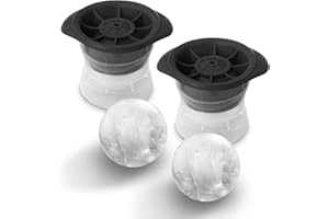 LINGLAN Sphere Ice Molds - Juego de 2 bandejas grandes para cubitos de hielo (6 cm), color gris