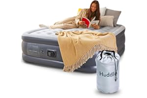 Huddle® Lite Inflatable Air Bed with Built-In Pump – Inflatable Mattress, Comfortable Flocked Top, Raised Height – Blow up bed for Camping, Guests, and Spare Rooms (Single/Double/King)