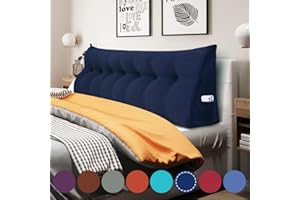 ‎RUCENER Rucener Bettkeilkissen, Kopfteil, dreieckige Lesekissen, große Nackenrolle, Rückenlehne, abnehmbare Stütze zum Waschen, geeignet für Sofa und Bett Tiefes Blau 200 cm