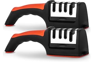 Dachiy Aiguiseur 2 paquets, Aiguisoir Manuel À 4 Niveaux, Pour Couteaux De Cuisine, Affûter Et Réparer Les Couteaux De Cuisine, En Céramique, En Acier Au Tungstène, Design Ergonomique