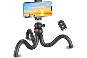 CIRYCASE Treppiede Smartphone, Flessibile Mini Cavalletto per Smartphone Octopus con Telecomando Wireless, 360° Rotabile & Portatile, Compatibile con Phone/Camera, Ideal per Registrazioni Video/Selfie
