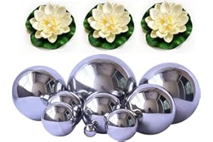 Super Idee Miniteich Komplettset mit 3 Schwimmende Lotusblüte weiß - 9 er Schwimmkugeln in Silber für Miniteich Terrassenteich Zinkwannen Solarbrunnen Garten Balkon Teiche Deko Metallkugeln