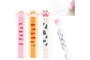 CLDURHGE 3 Pezzi Nastro di Correzione Nastro di Correzione della Zampa di Gatto Può Essere Incollato Cancelleria Kawaii Materiale Scolastico per Ufficio Nastro di Correzione Portatile per Marcature