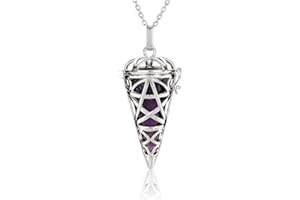 Jovivi 7 Chakra Crystal Locket Pendant Necklace Reiki Energy Healing Gemstone Hexagonal Pointed Pendulum Dowsing Divination Jewellery for Women