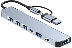 BOULTON UK Boulton USB Hub 3.0-7 in 1 USB C Hub Multiport Adapter with 2x USBC Data Ports 1x USB3.0 and 4xUSB 2.0 – Type-C Docking Station, USBC Adaptor for MacBook Windows Laptops PS Tablet