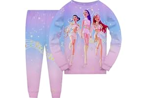 Générique Pyjama Enfant Fille K-Kpop Demons Hunters 2 Pièces Ensembles de Pyjama Imprimé T-Shirts à Manches Longues et Pantalon Vêtements de Nuit D-Demon H-Hunters Confortable