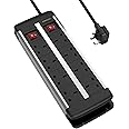 Ucomen 8 Way Extension Lead,Power Strip Surge Protector with Individually Switche,2M Extension cord for Home, Office, Travelling & Dorm Rooms,Black