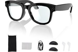 Yanmis Smarta Glasögon, Bluetooth AI -översättningsglasögon med 5MP 1080p HD -kamera, Högtalare, Musiksamtal, 26 Språköversättning (Antiblått ljus)