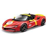 Bburago - Ferrari SF90 Stradale Teslim Edilen Le Mans 1:18, A&ccedil;ık Kaput ve Sandıklı Replika Diecast, Yastıklamalı Tekerlekler,