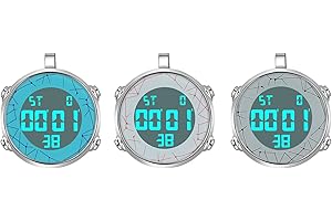 JewelryWe Orologio da tasca da uomo e da donna, digitale, al quarzo, impermeabile, 30 m, data, settimana, calendario, allarme, orologio sportivo con collana in pelle, regalo