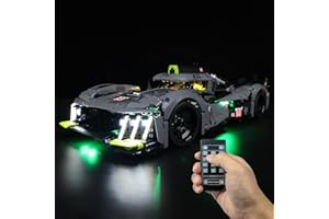 Hosdiy Jeu de Lumière - Télécommande LED Lumiere Kit pour Lego-42156 - Compatible avec (9X8-24H-Le-Mans-Hybrid-Hypercar-42156) Modèle (Seul Lumière, sans Modèle)