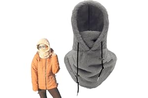 Donubiiu Sherpa Hood,Warm Face Cover Hat cap Scarf,Balaclava Ski Mask,Wind-Resistant Winter Face Mask,Fleece Ski Mask