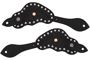 JWTHEE 1Pair Leather Western Spur Straps, Ladies Floral Tooled Womens Spur Straps Cowhide Boot Straps for Cowboy,Western Men and Women's Boots Equipment