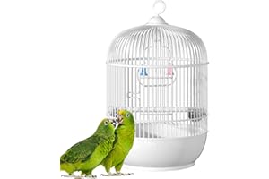 GENIKEER Iron Bird Traveling Carrier Cage, Round Portable Parakeet Handrail Small Bird Cage, Bird Carrier Travel Cage, Round Birdcages, Parrot Cage For Small Parrots Canaries Budgies Parrotlets