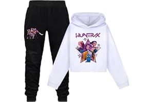 GÉNÉRIQUE Survêtement Fille Ensemble 2 Pièces pour Garçons et Filles KK DDemon HHunters,Y2K Streetwear Hoodie Pantalon et Haut Sweats à Capuche Jogging Vêtements Imprimés H-Huntri/X Sportswear