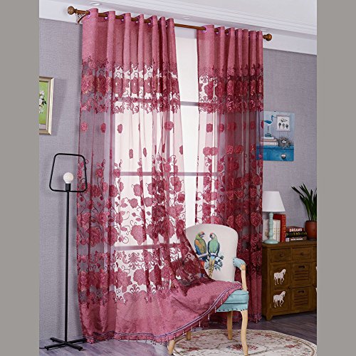Brightup 250x100cm Moderne Jacquard Blüten Vorhang Voile Vorhang mit Ösen - 2