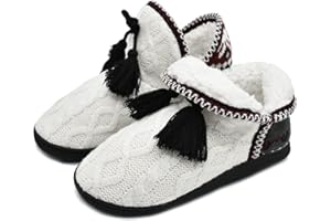 COFACE Coton Bottes Chaussons Femme Chaud Fourrure Doublé Bottines Dames Chaussures de Maison Enfiler Pantoufles Intérieur Antidérapant Caoutchouc Semelles