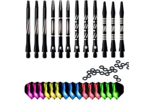 ToBeIT Dart shafts schwarz Dartpfeil-Schäfte Dart Flights Dart gummiringe Dartzubehör