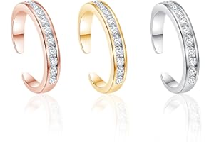 WBZOWRB Anillos para el pie para Mujer, Anillo para el pie, Anillos para el Dedo del pie para Mujer, Anillo de Banda hipoalergénica Ajustable con circonita cúbica, 3 Piezas